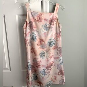 Soda Blu Vintage Pink Blue Roses Shift Mini Dress